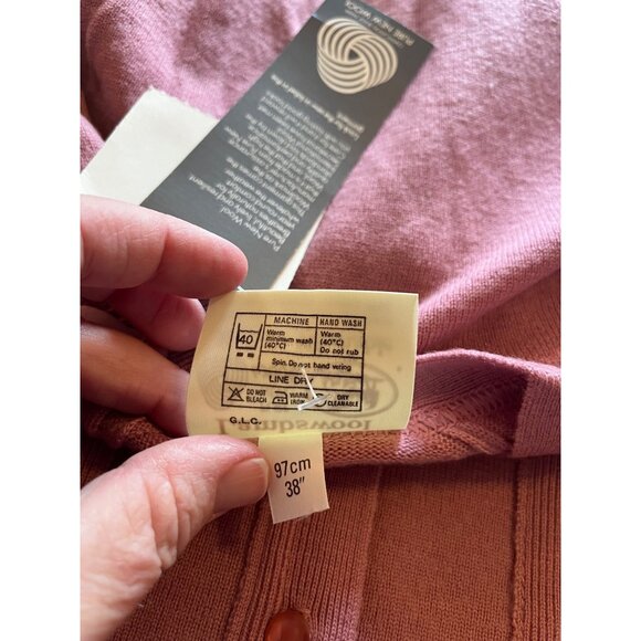 NWT-The Edinburgh Woollen Mill 100% lambswool Rose Pink Size L cardigan sweater - Picture 4 of 12